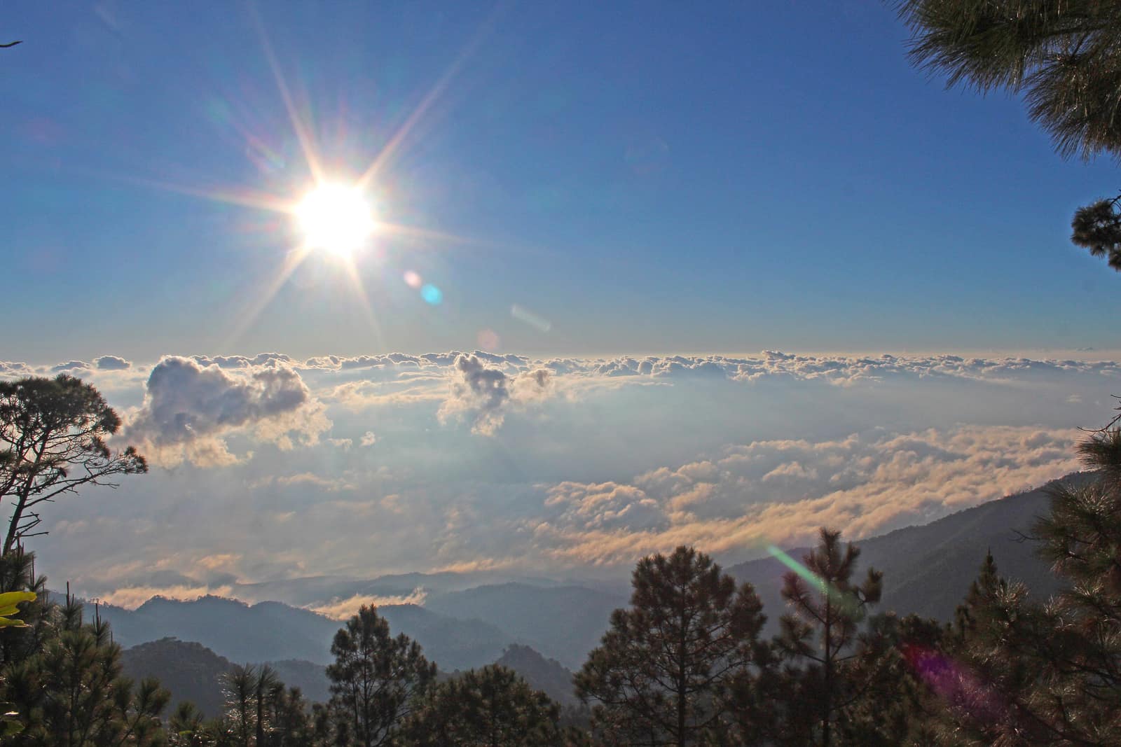 Sunrise over a sea of cloud from the highest ground in Honduras.