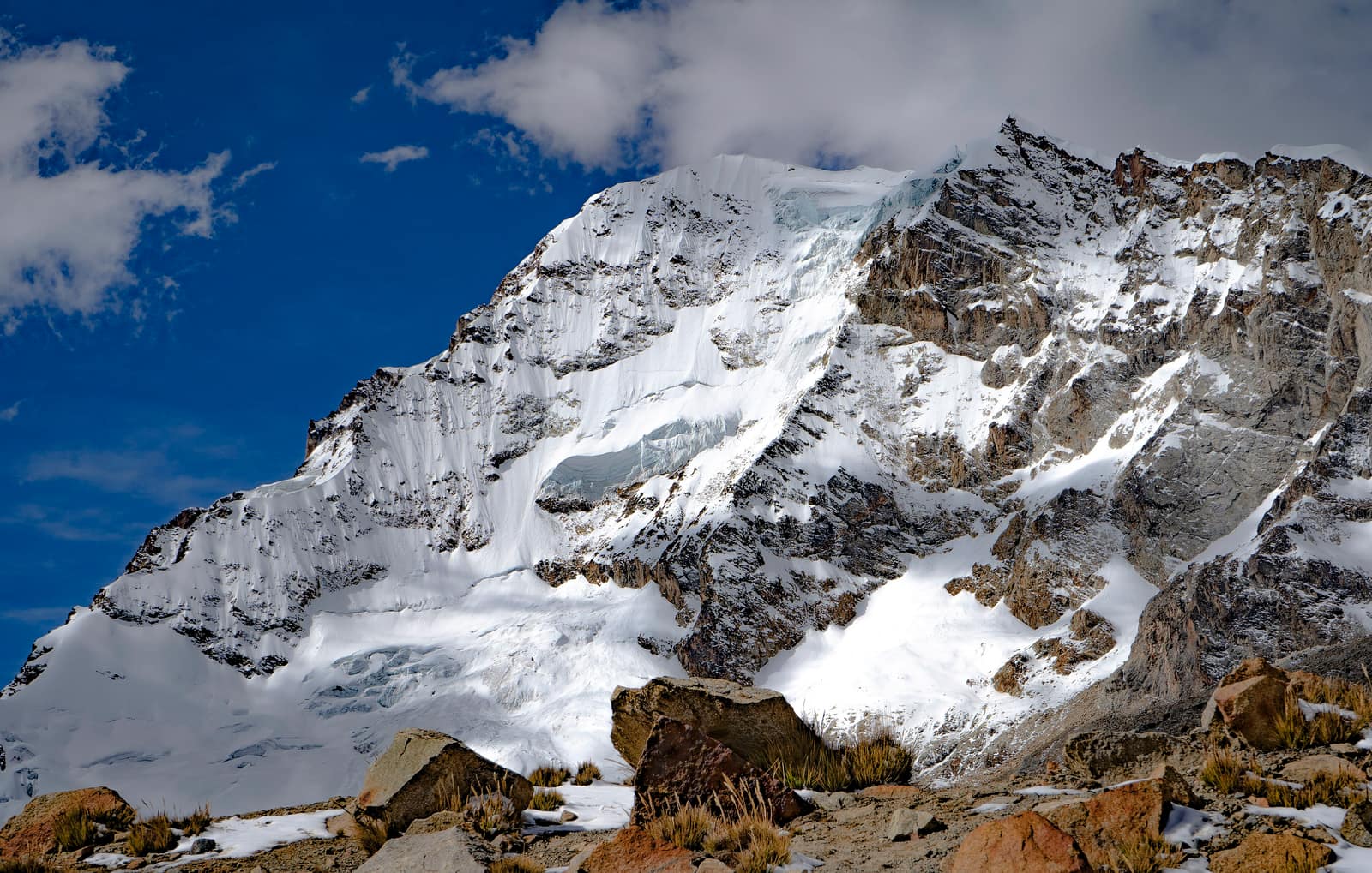 The west face of Huayna Potosí, ice and rock above 5,000 m.